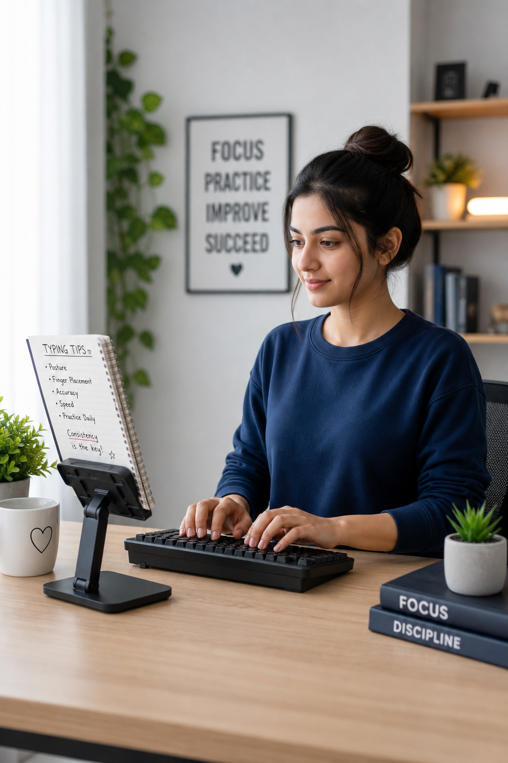 Correct sitting posture to practice typing