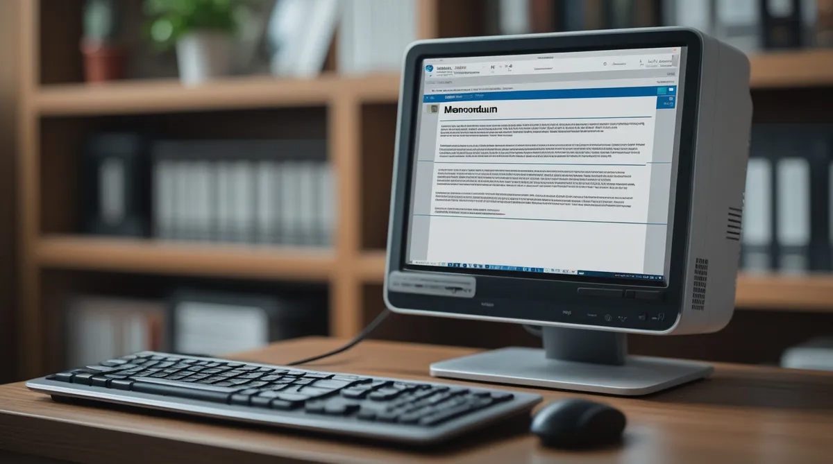 A desktop computer displaying a Memorandum
